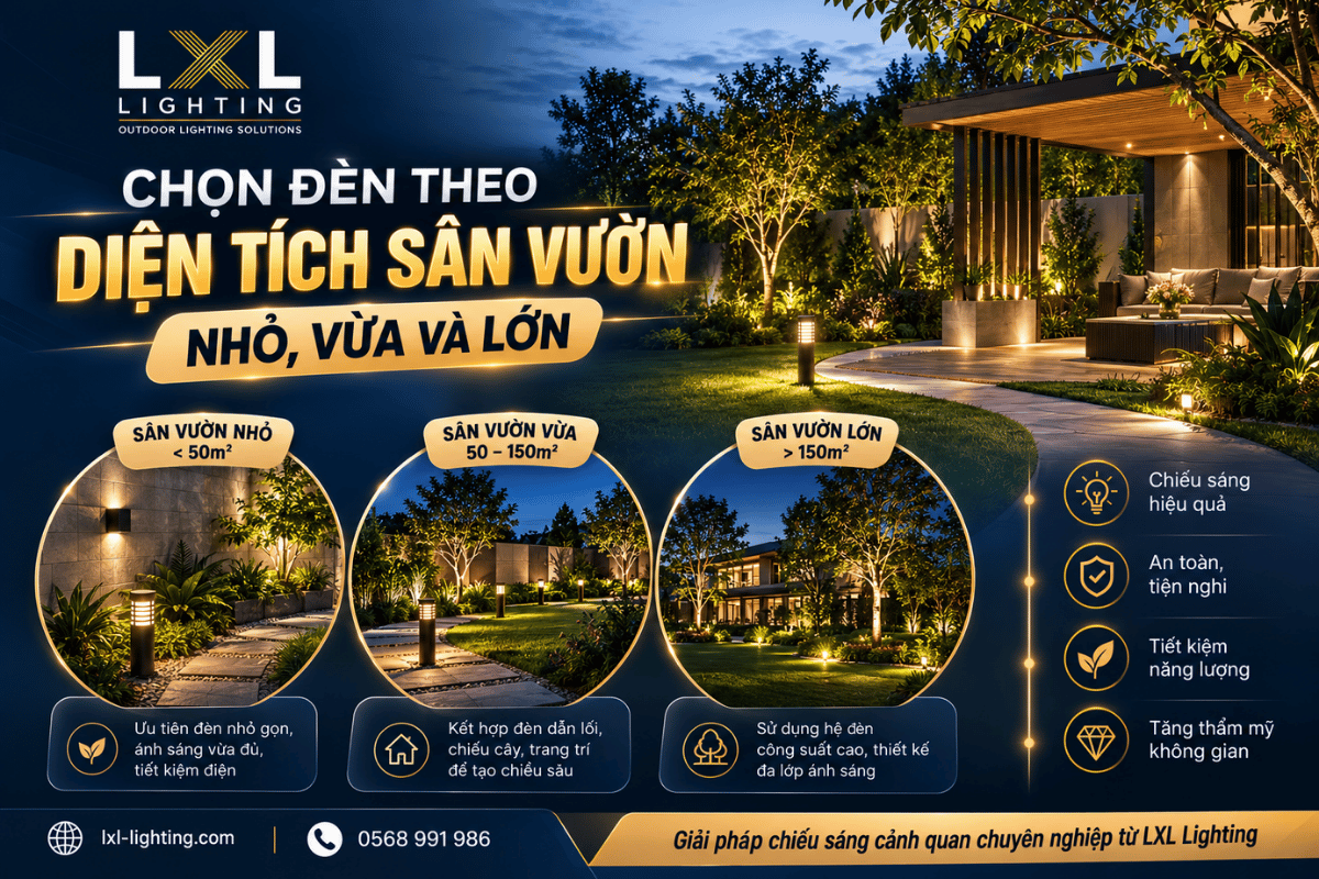 Chọn đèn theo diện tích sân vườn nhỏ, vừa và lớn