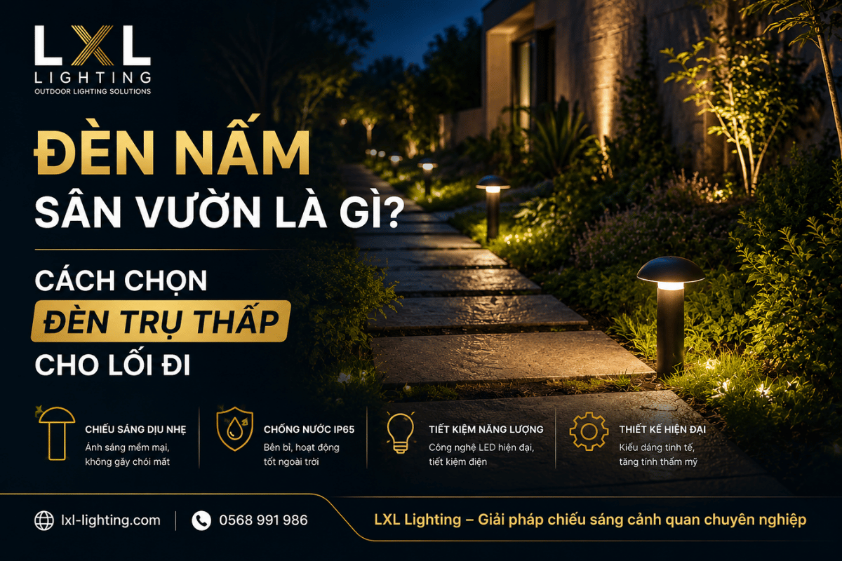 Đèn nấm sân vườn là gì? Cách chọn đèn trụ thấp cho lối đi