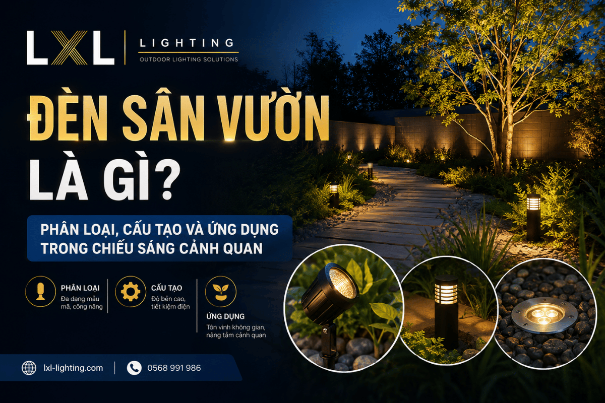 Đèn sân vườn là gì? Phân loại, cấu tạo và ứng dụng trong chiếu sáng cảnh quan