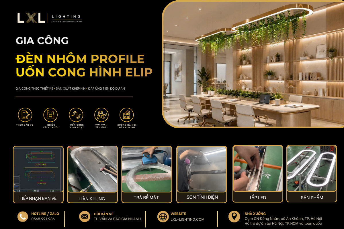 Quy Trình Gia Công Đèn Nhôm Profile Uốn Cong Hình Elip