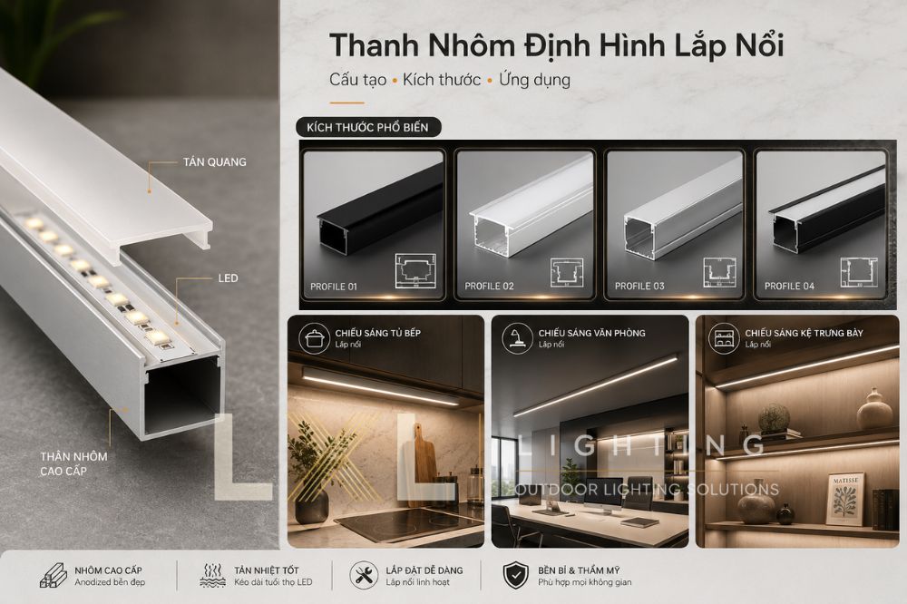 Thanh Nhôm Định Hình Lắp Nổi