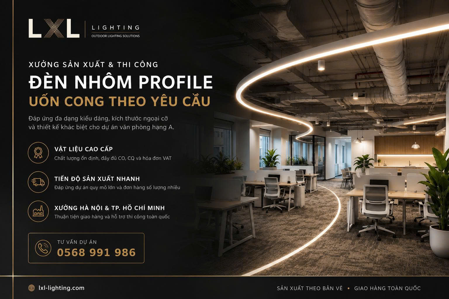 Đen nhôm profile uốn cong