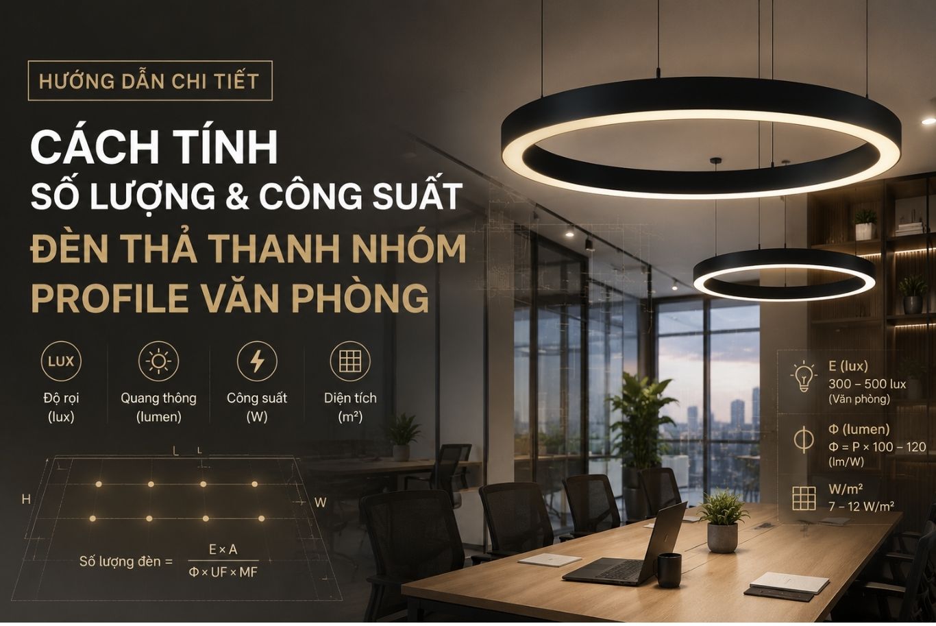 Đèn Thả Nhôm Profile Văn Phòng