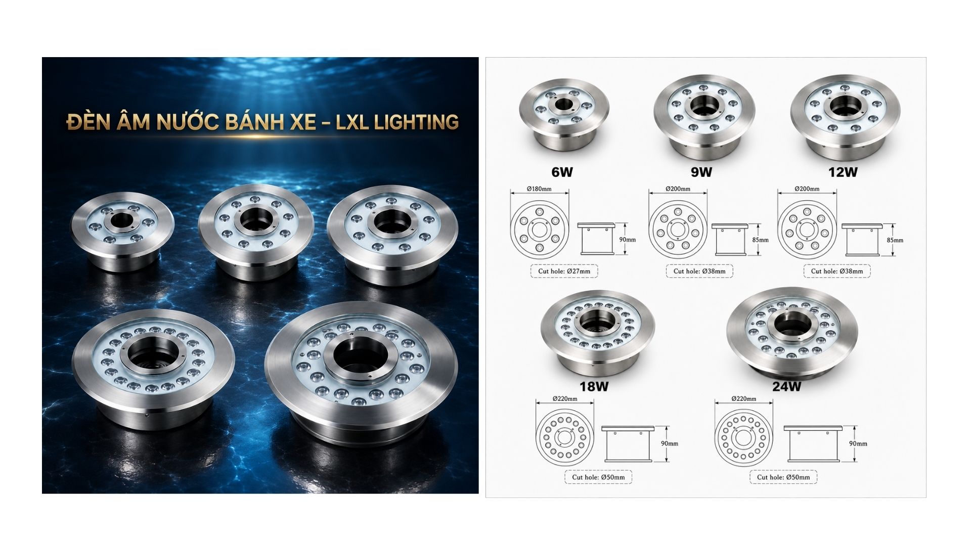 Đèn Âm Nước IP68