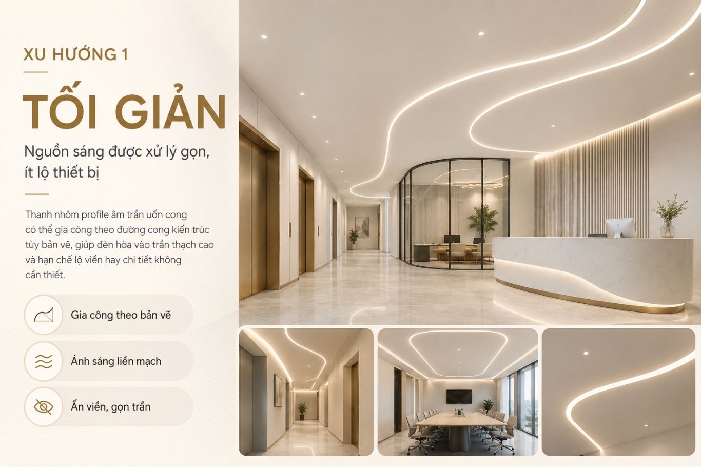 Ứng dụng với đèn nhôm profile