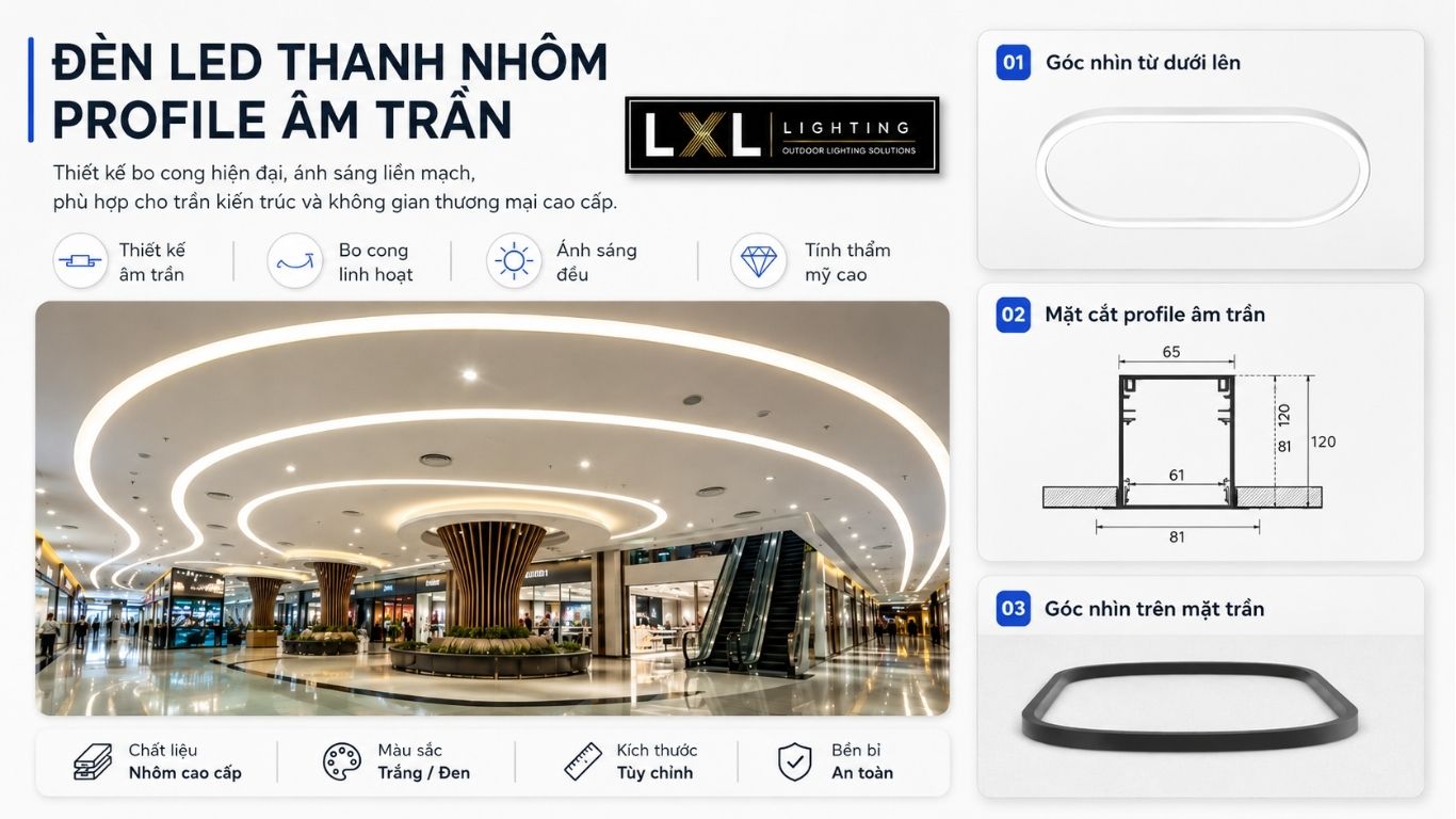 Đèn thanh nhôm profile âm trần