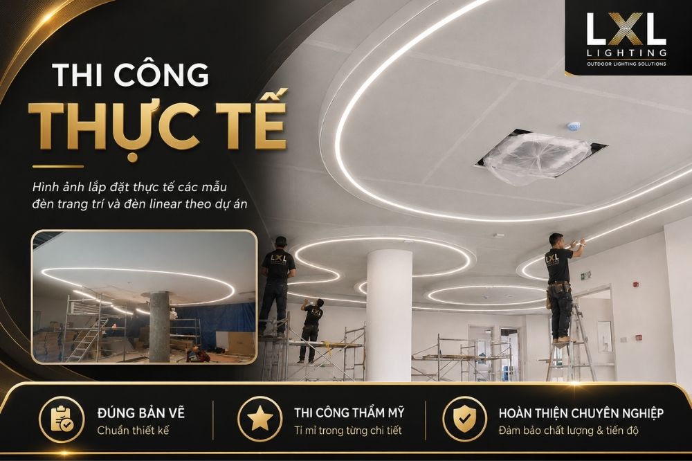 Thi Công Đèn Thả Oval Tích Hợp Cây Xanh