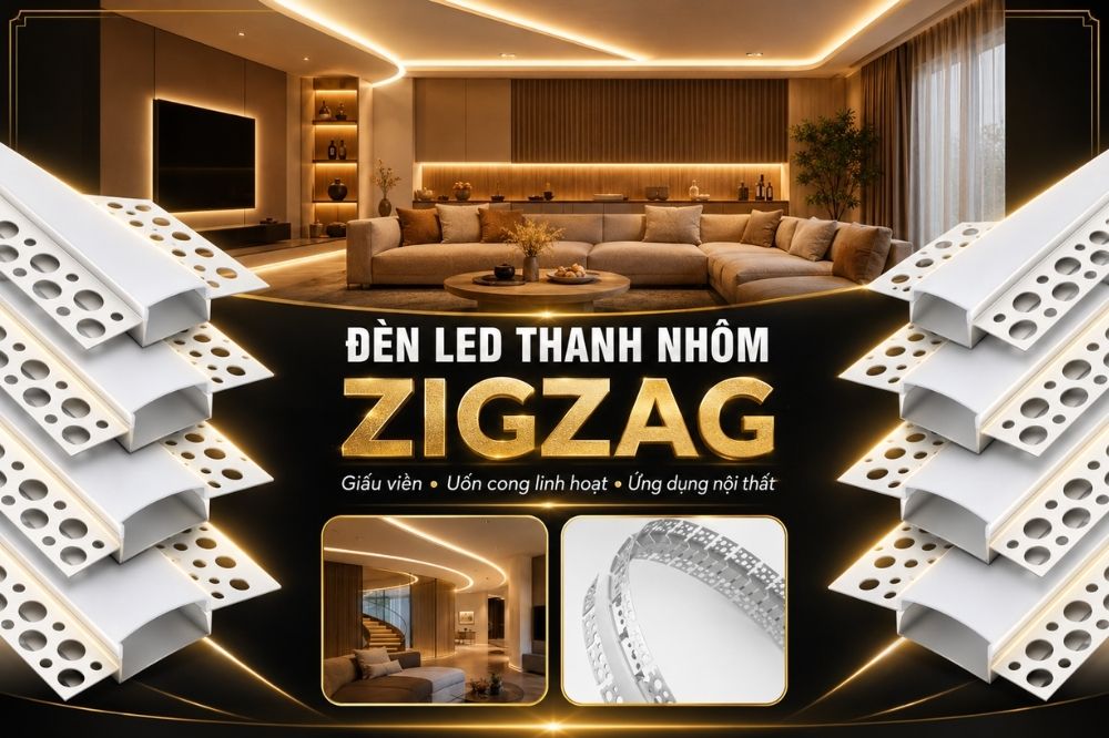 Đèn led thanh nhôm Ziczac ( giấu viền )