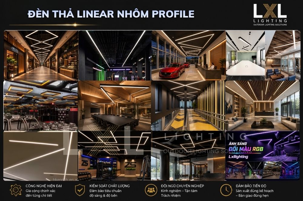 Đèn Thả Linear Nhôm Profile