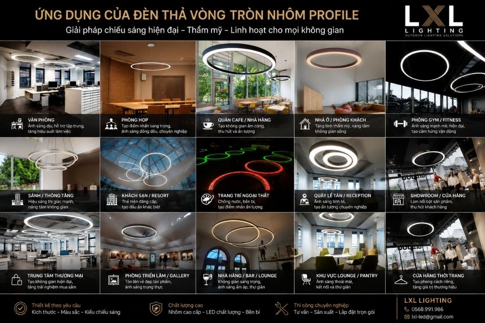 Ứng Dụng Của Đèn Thả Vòng Tròn Nhôm Profile