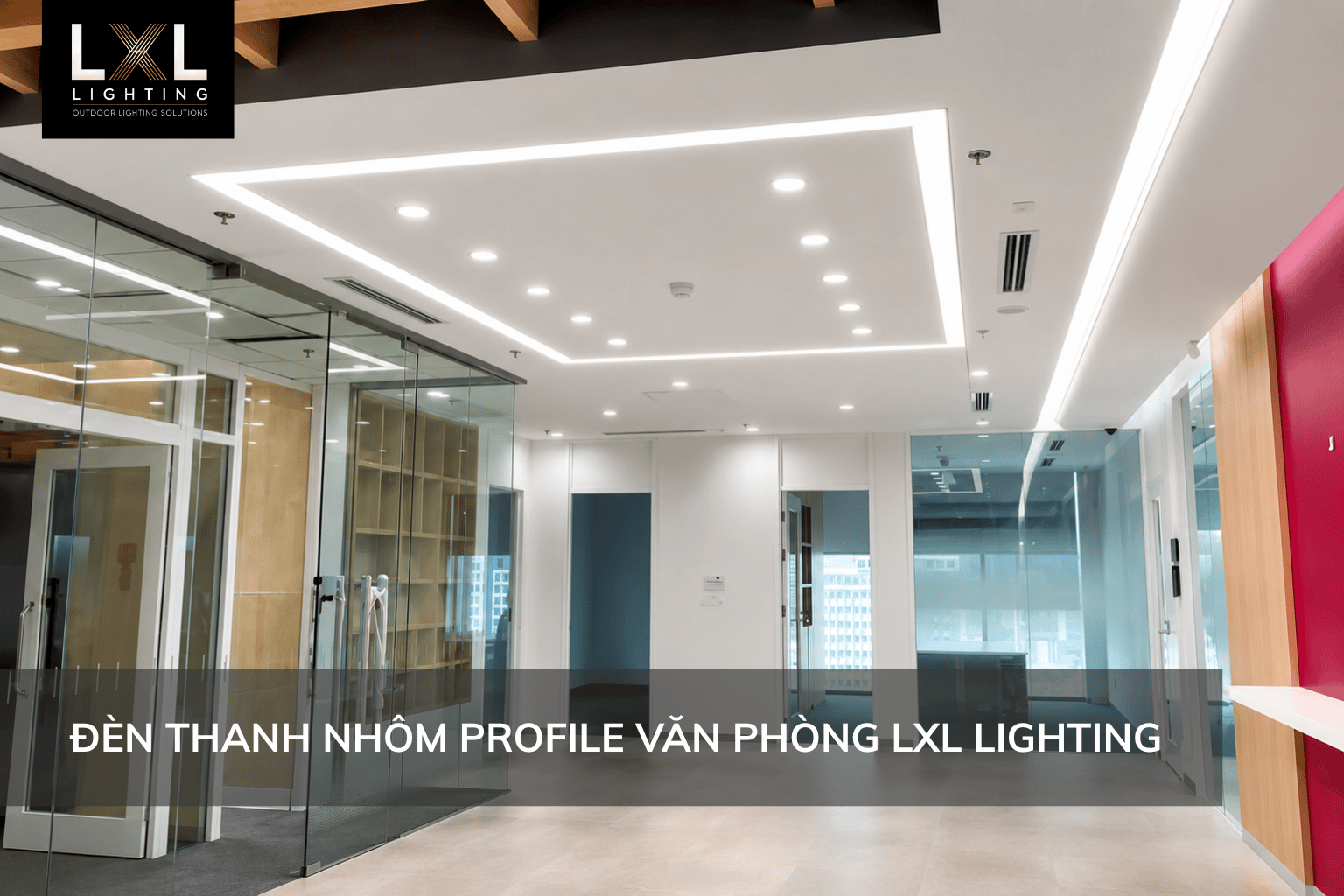 Đèn thanh nhôm profile văn phòng góc vuông