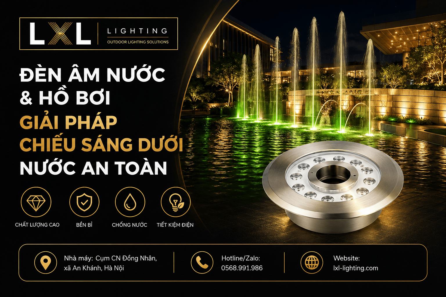 Đèn âm nước, hồ bơi