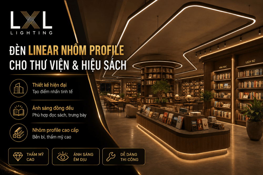 Đèn Linear Nhôm Profile Cho Thư Viện