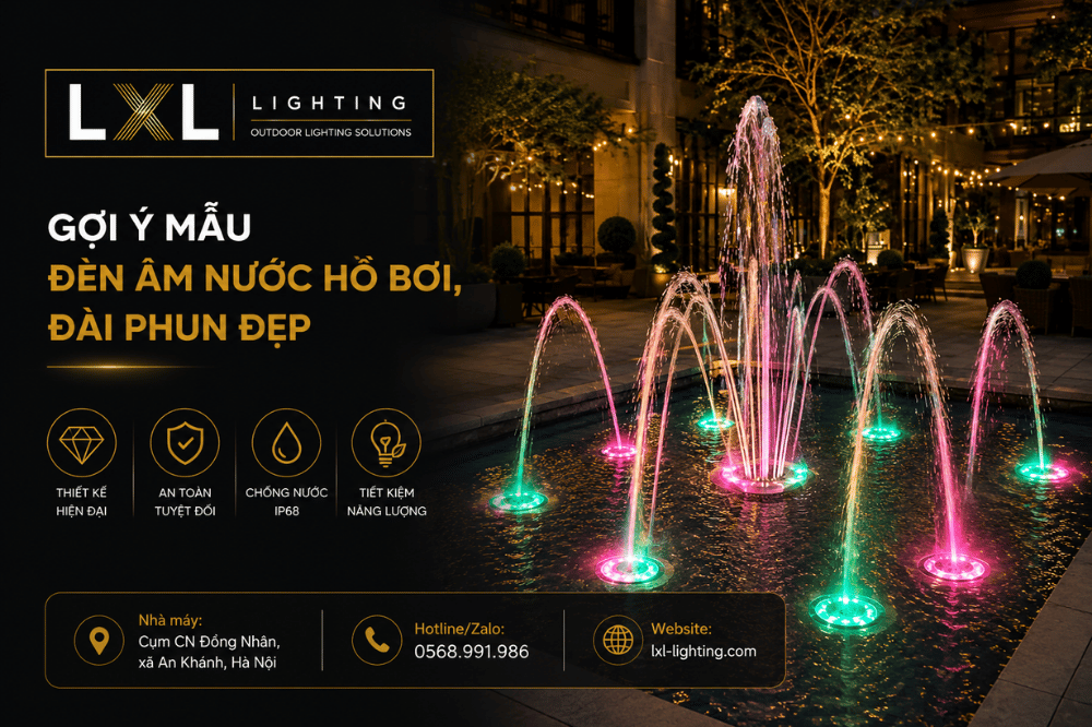 Gợi Ý Mẫu Đèn Âm Nước Hồ Bơi, Đài Phun Đẹp