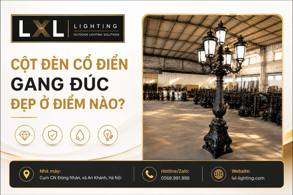 Cột Đèn Cổ Điển Gang Đúc Đẹp 