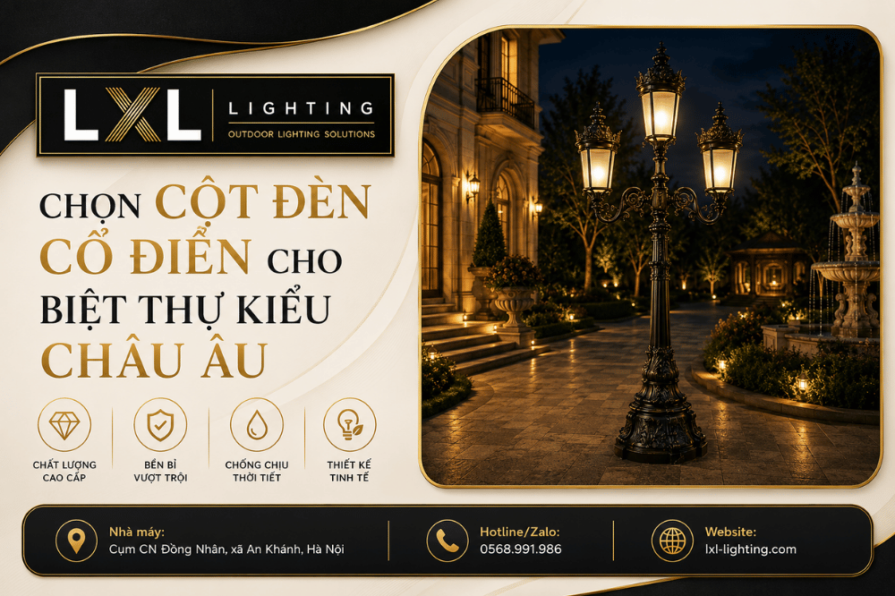  Cột Đèn Cổ Điển Cho Biệt Thự Kiểu Châu Âu