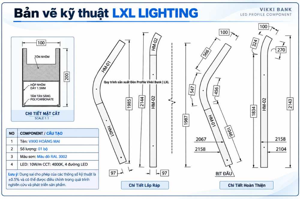 bản vẽ Gia công khung đèn nhôm profile