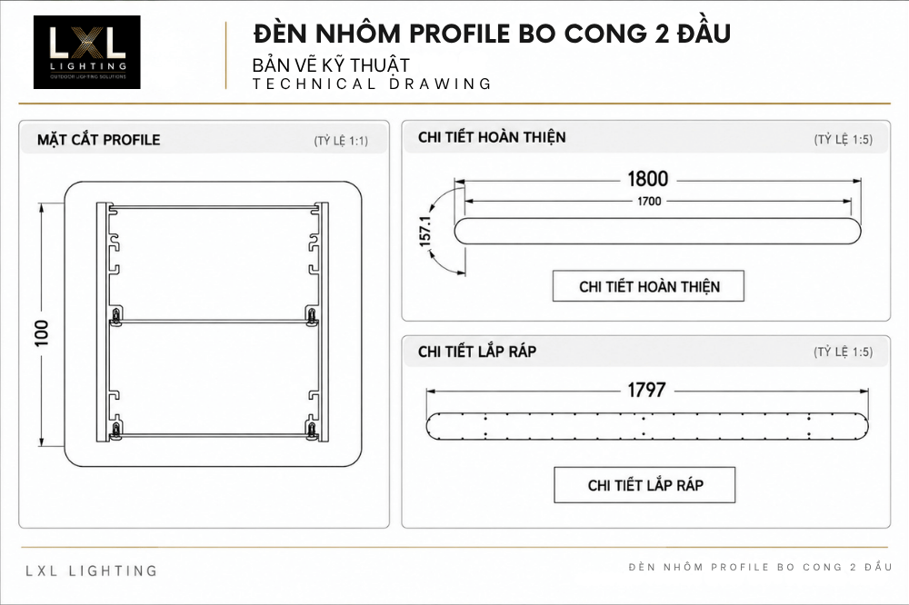 bản vẽ đèn nhôm profile