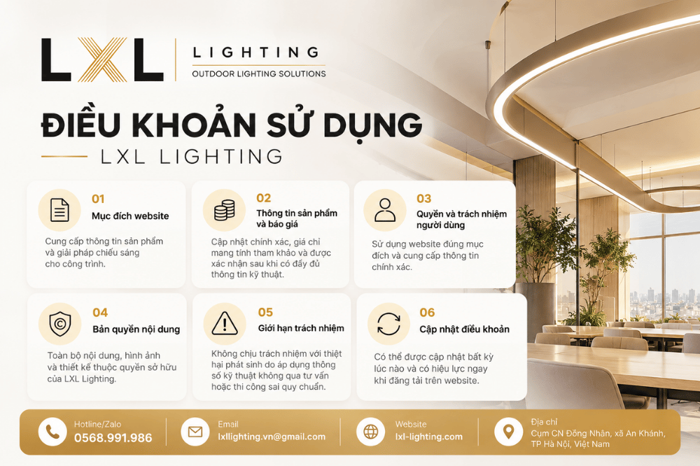 Điều khoản sử dụng | LXL Lighting