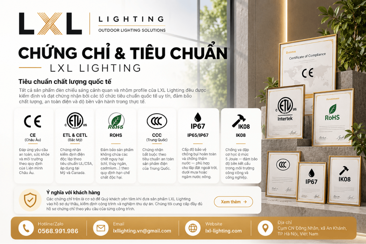 Chứng chỉ & Tiêu chuẩn | LXL Lighting