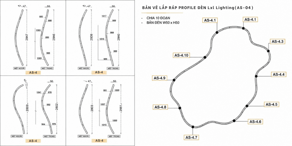 bản vẽ đèm nhôm profile