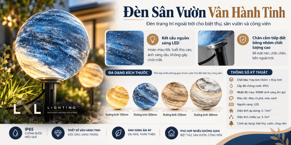 Đèn Sân Vườn Vân Hành Tinh LL-DC04 – Các Mẫu Đèn Sân Vườn Trang Trí Cảnh Quan Đặc