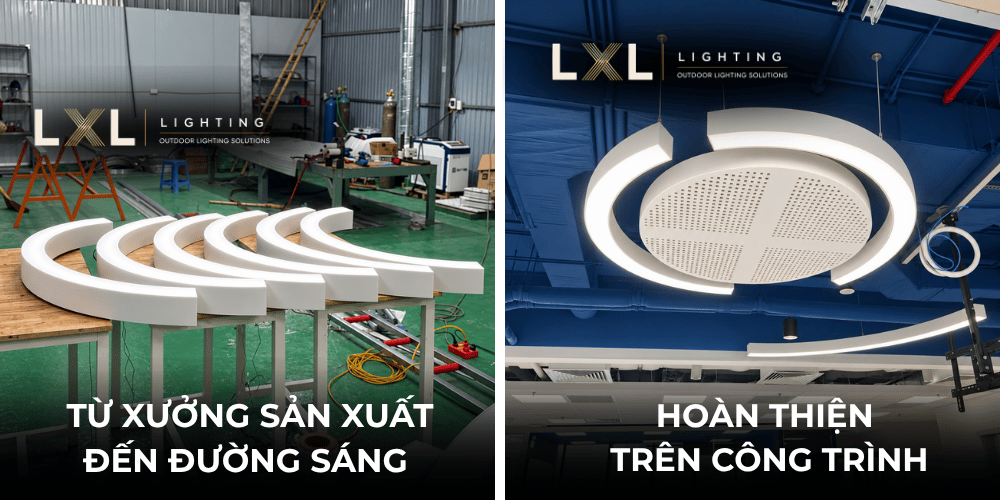 hoàn thiện đèn nhôm profile