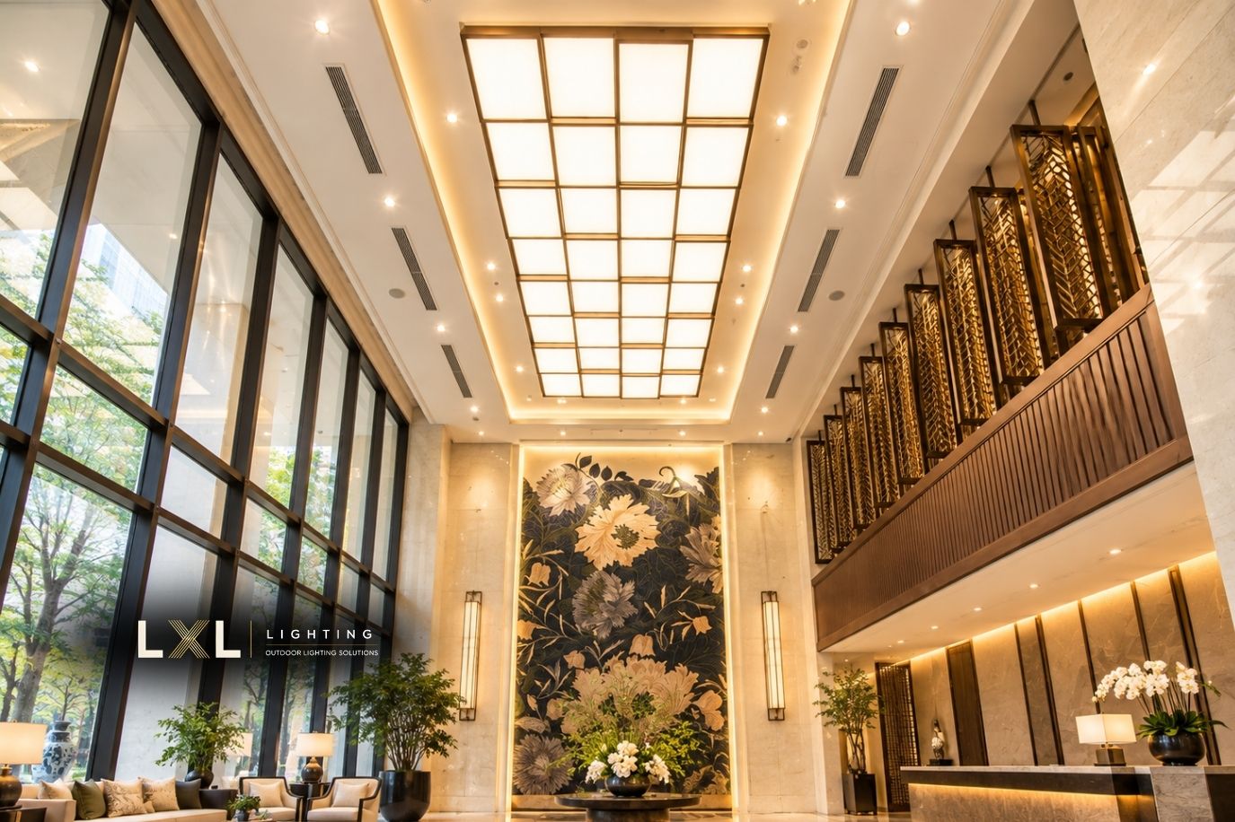 Ứng dụng đèn xuyên sáng trong sảnh, văn phòng, 