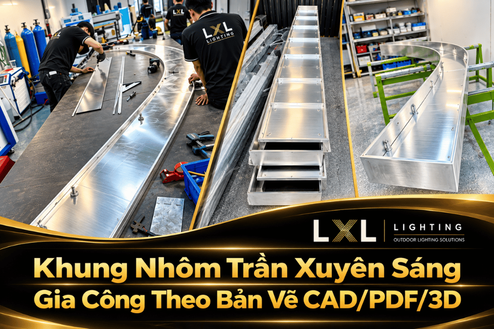 Khung Nhôm Trần Xuyên Sáng Uốn Cong
