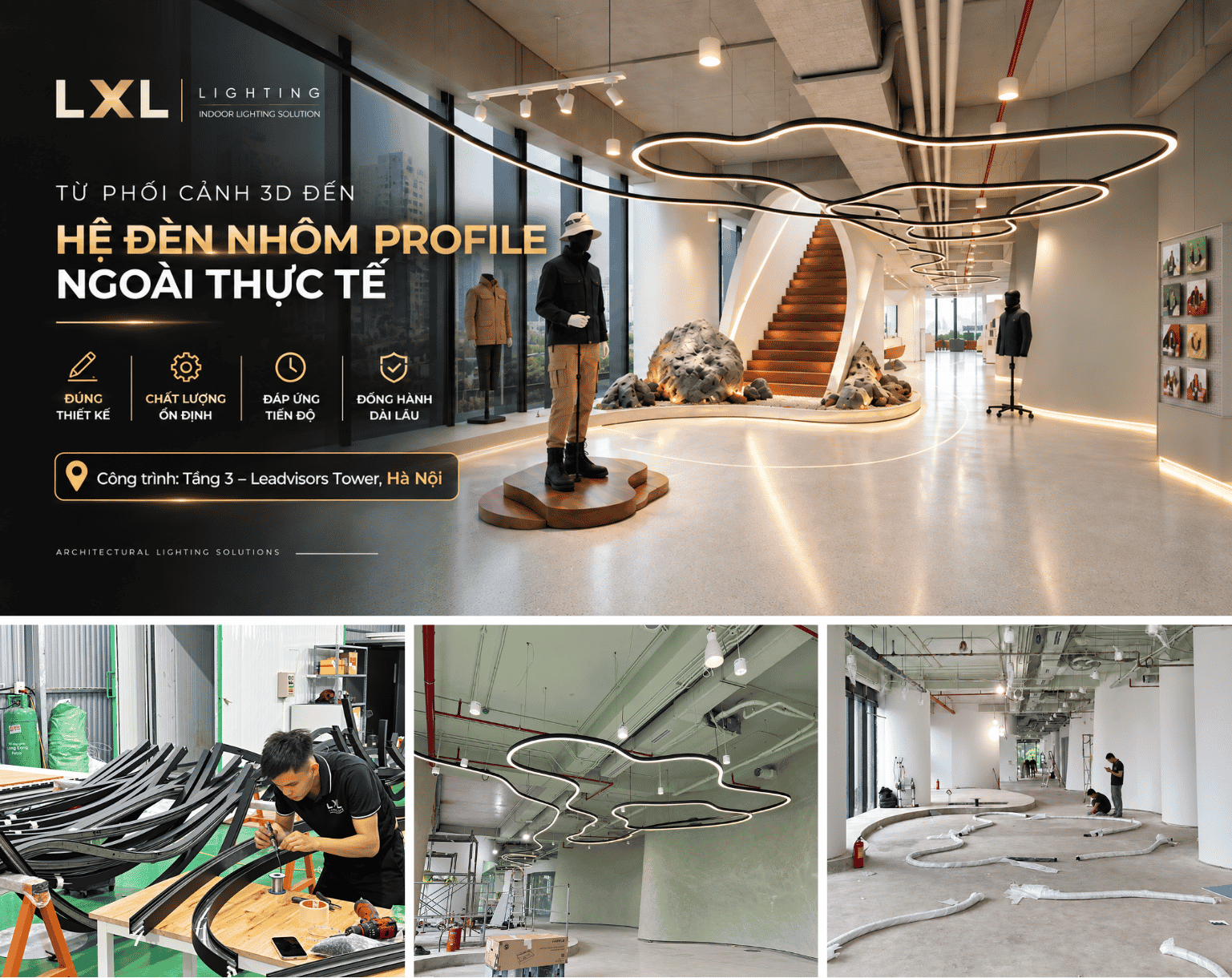 thi công đèn nhôm profile ở hà nội