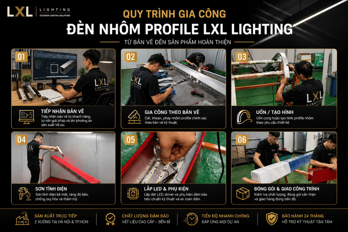 Quy Trình Sản Xuất Đèn Nhôm Profile Tại LXL Lighting