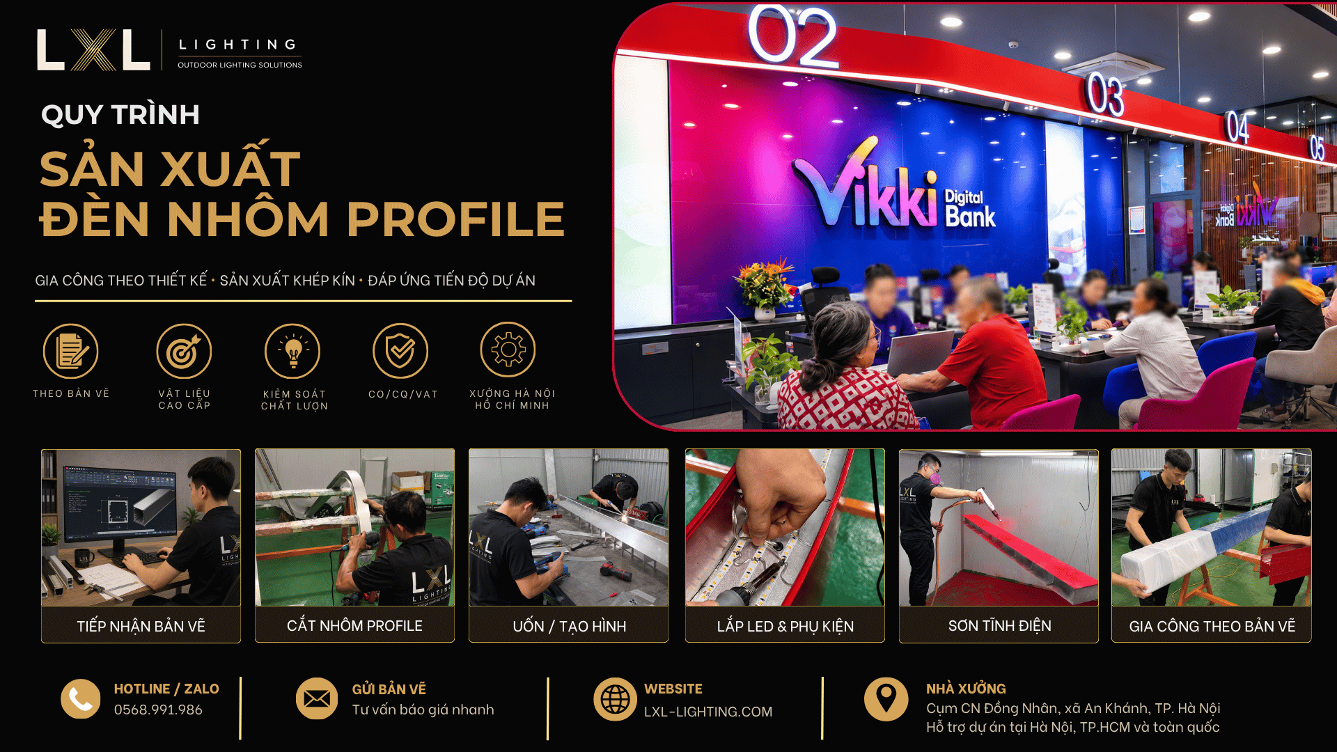 sản xuất đèn nhôm profile