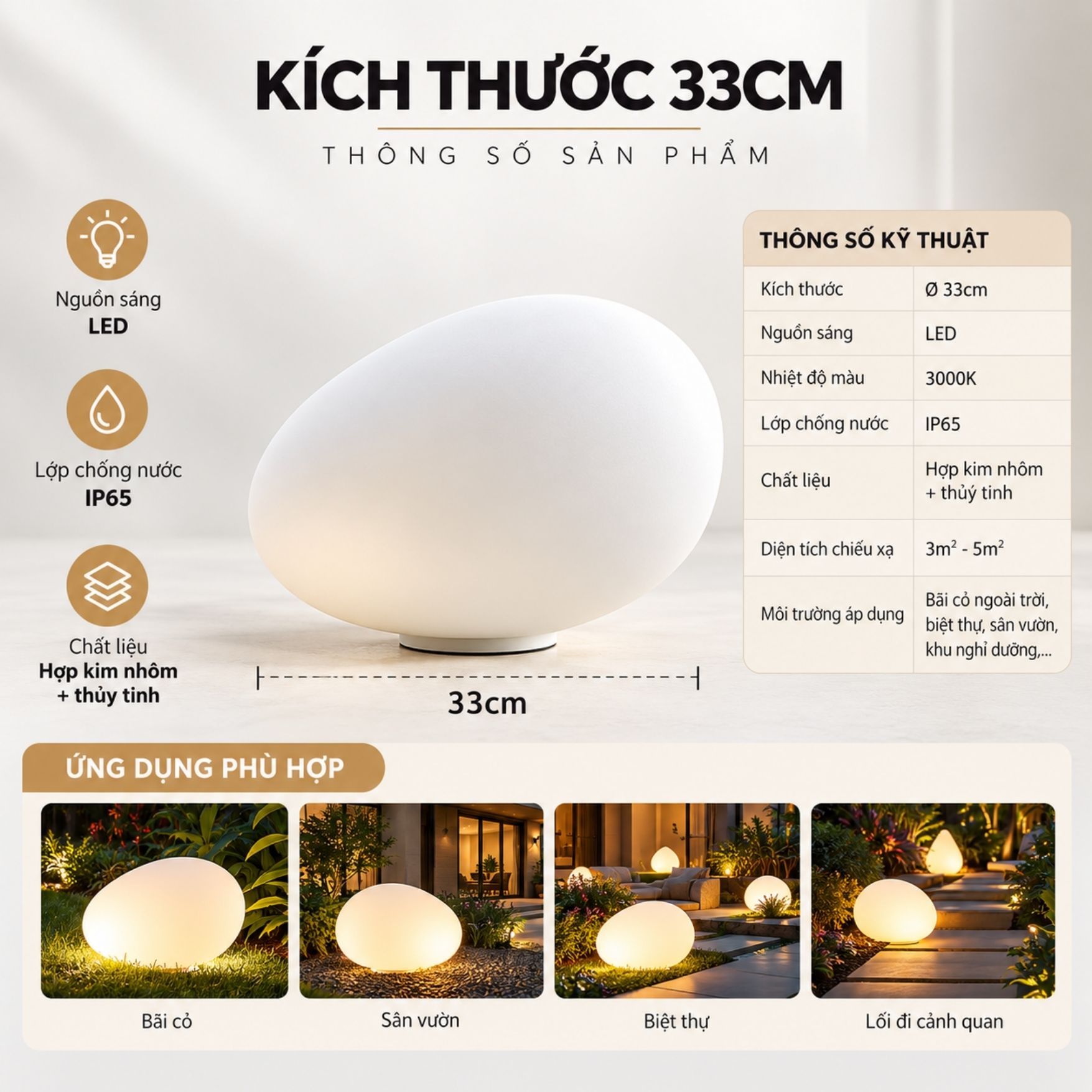 Đèn Quả Trứng Sân Vườn LL-DC02
