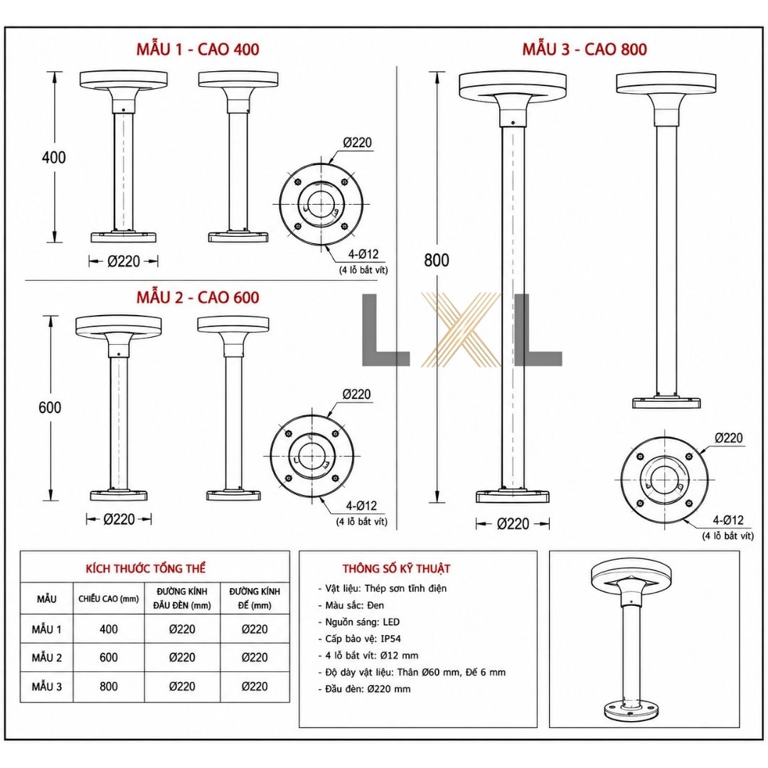 Đèn Nấm Đĩa Tròn Thân Trụ   LL13