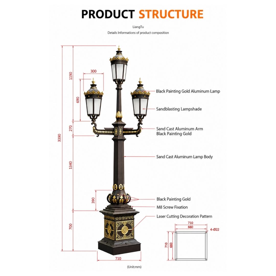 Cột Đèn tân cổ điển phong cách hoàng gia LXL-1003