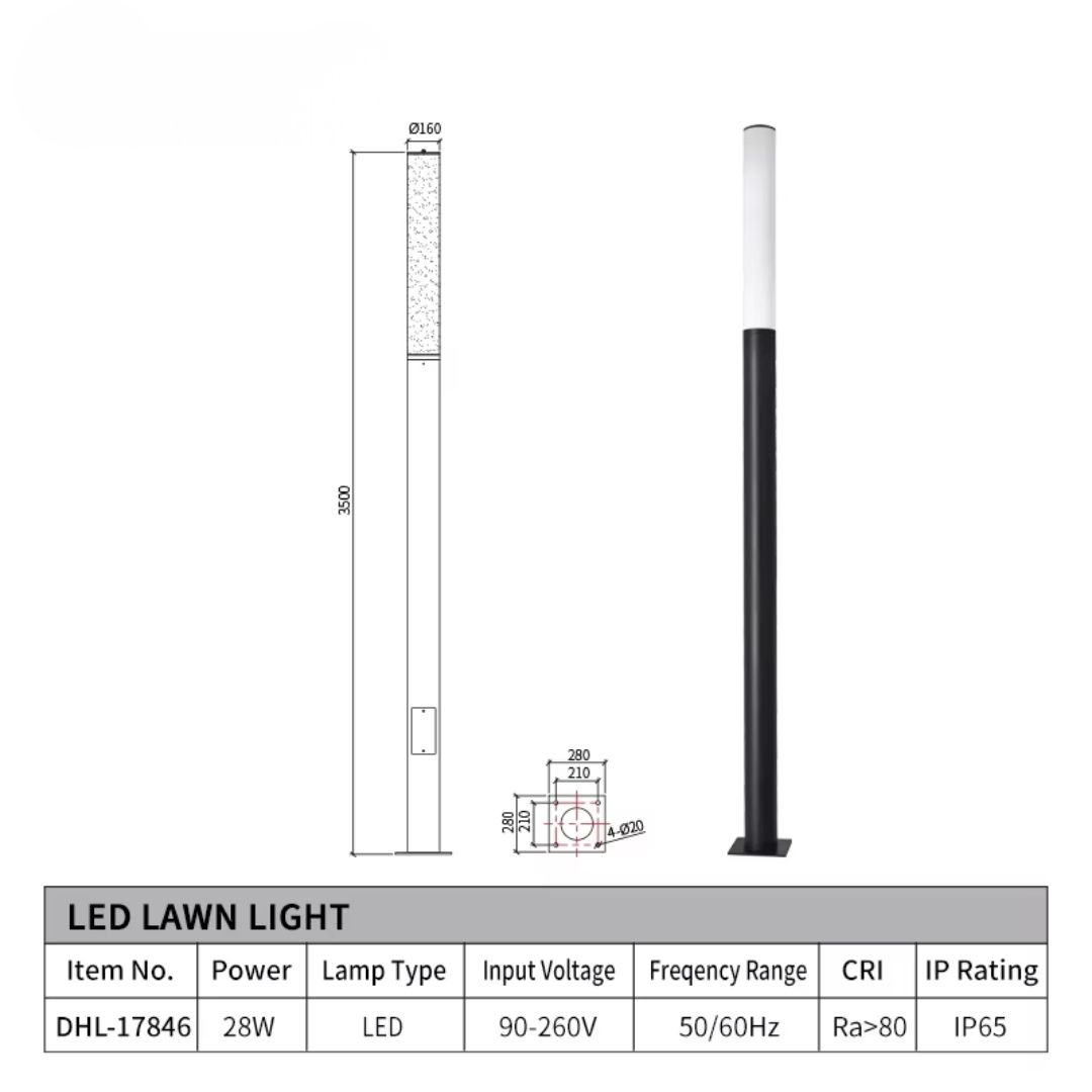 Cột đèn sân vườn mica tròn LXL-C001