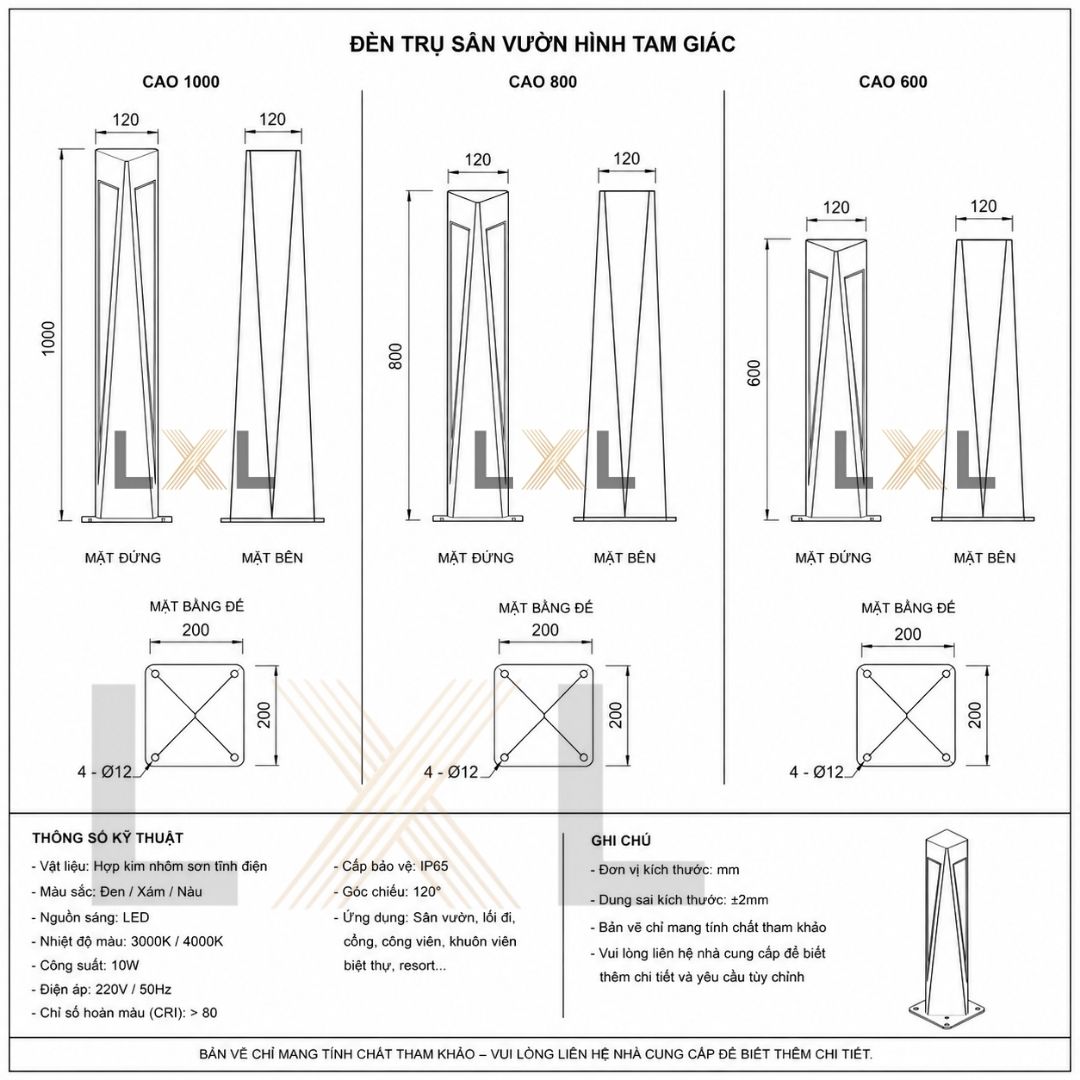 Đèn Trụ Sân VườnHình Tháp Tam Giác  LL19