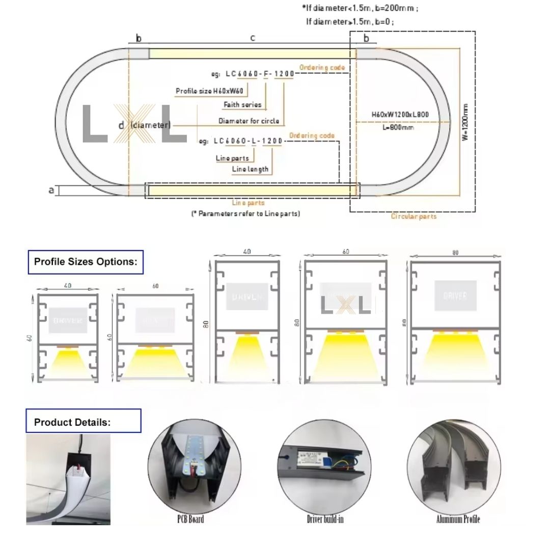 Đèn Thả Hình Oval Nhôm Profile