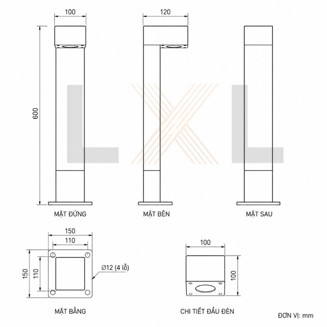 Đèn Bollard Thân Gỗ LL20