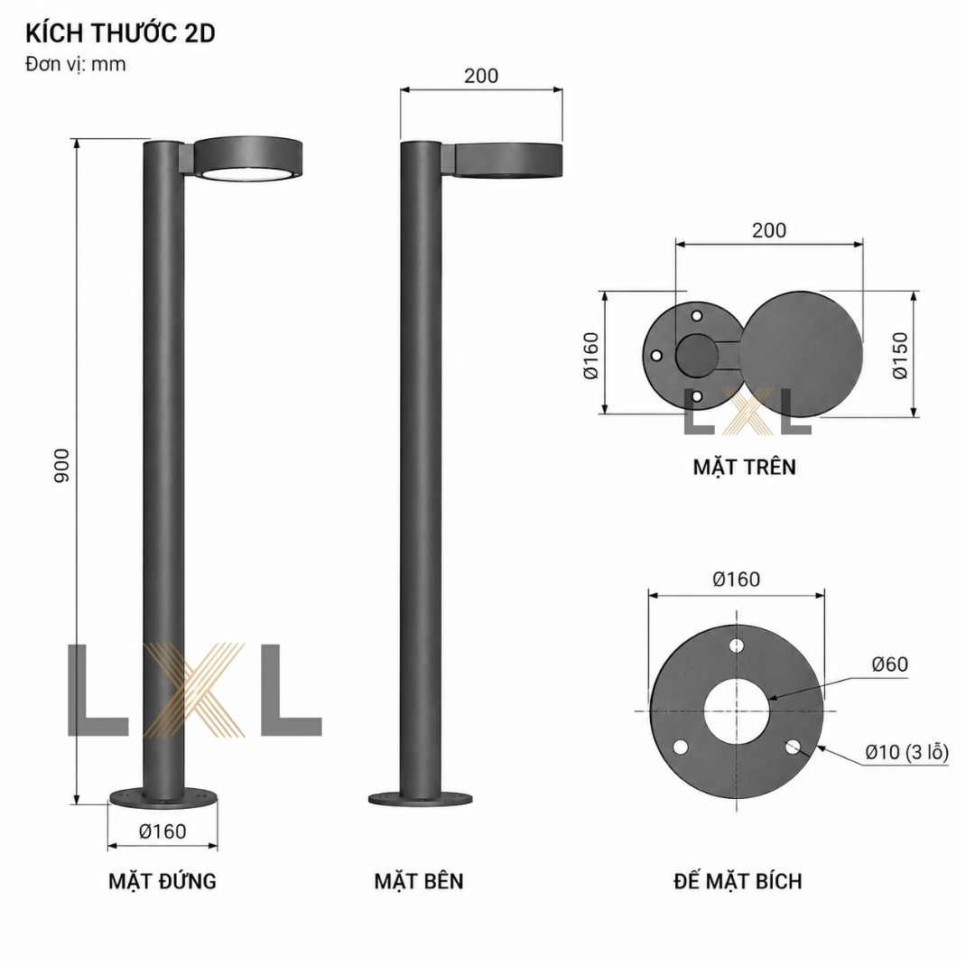 Đèn Trụ Sân Vườn Đầu Đĩa  LL17