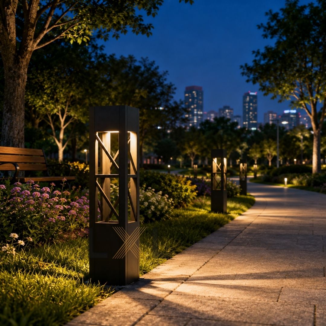 Đèn Bollard Vuông Họa Tiết X Chéo  LL10