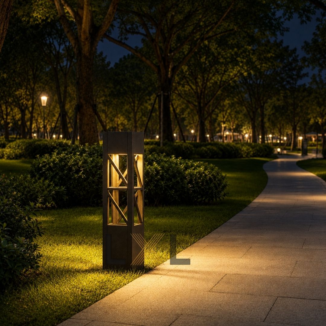 Đèn Bollard Vuông Họa Tiết X Chéo  LL10