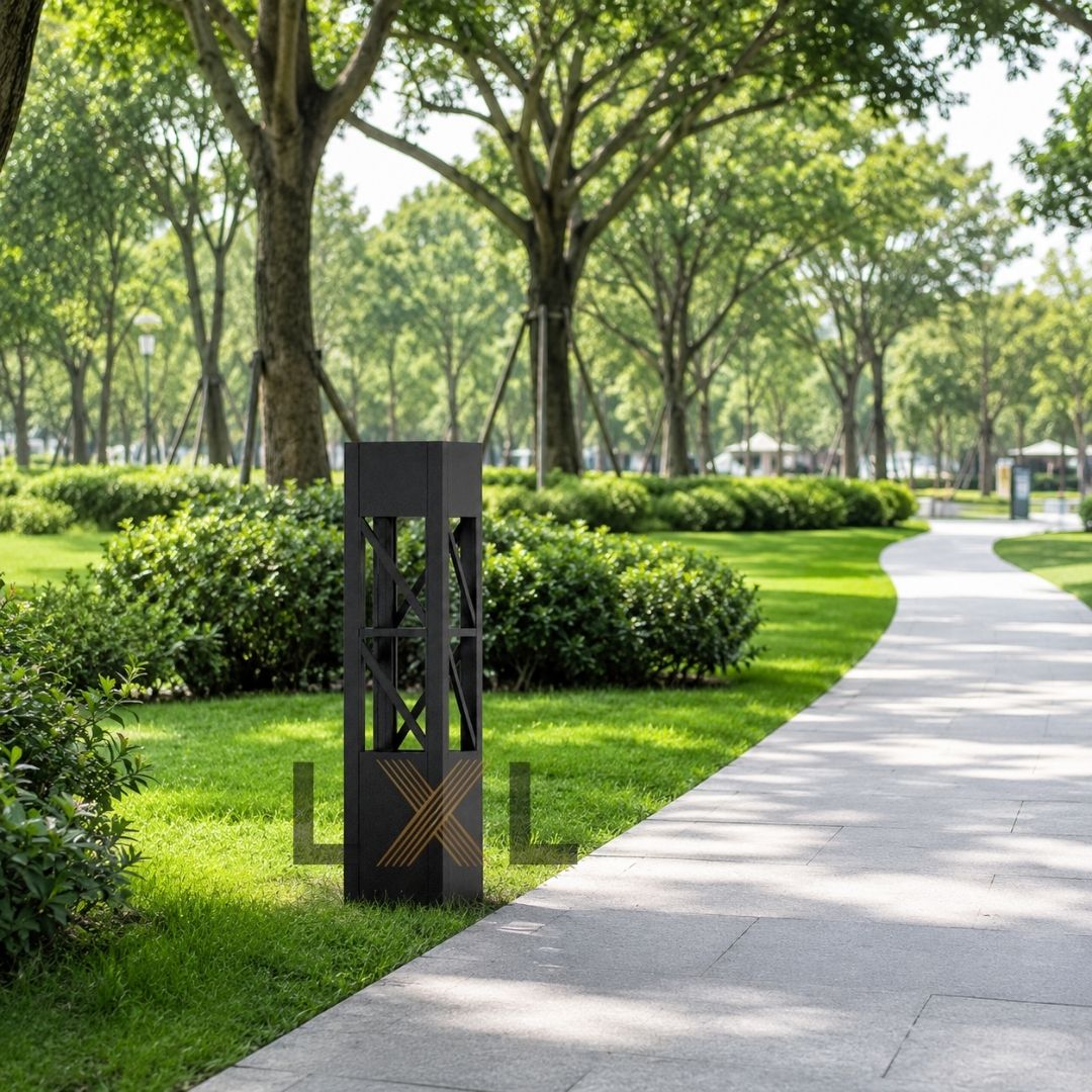 Đèn Bollard Vuông Họa Tiết X Chéo  LL10
