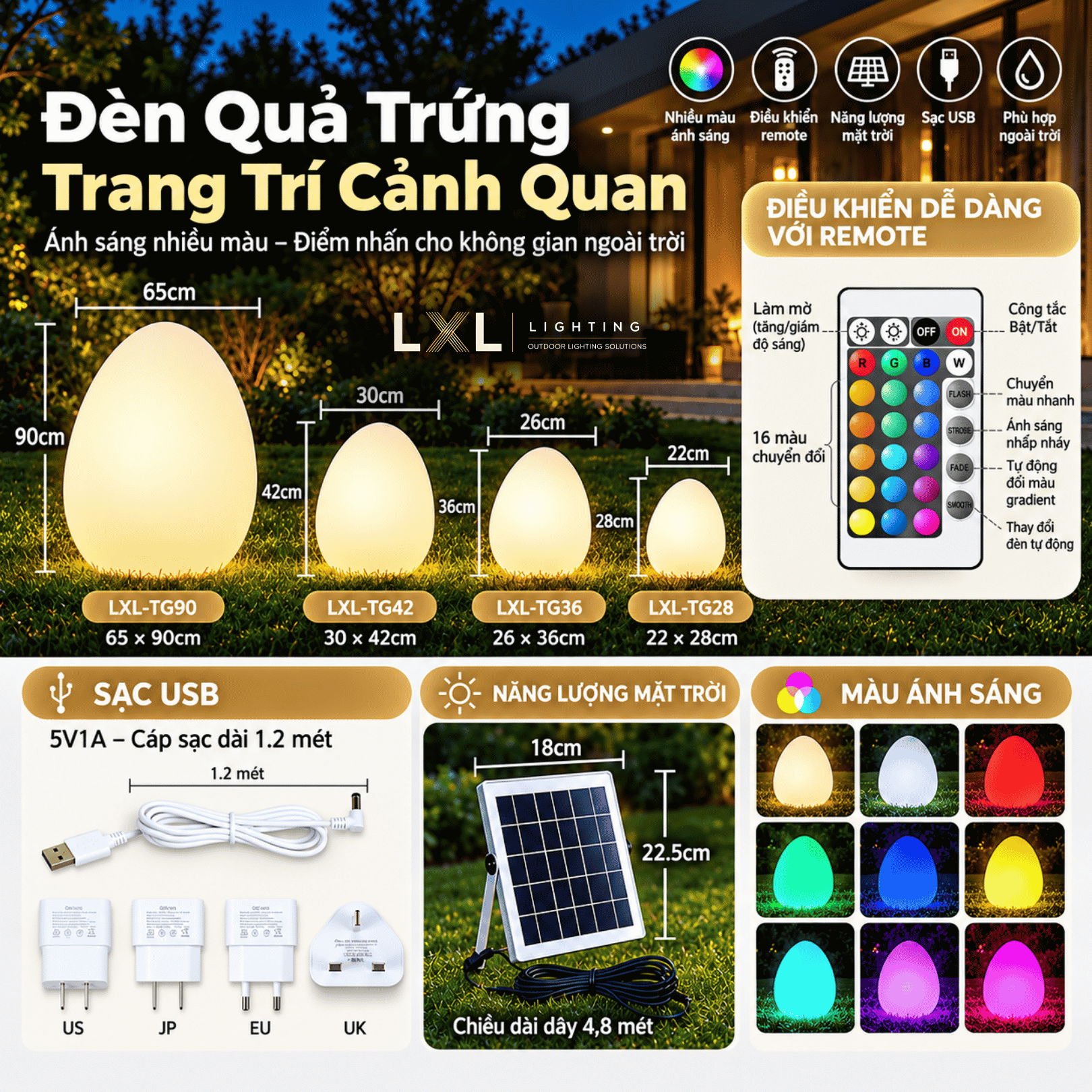 Đèn Quả Trứng Trang Trí Cảnh Quan LL-DC03