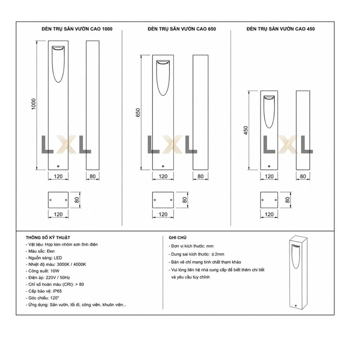 Đèn Trụ Sân Vườn Ô Giọt Nước LL15