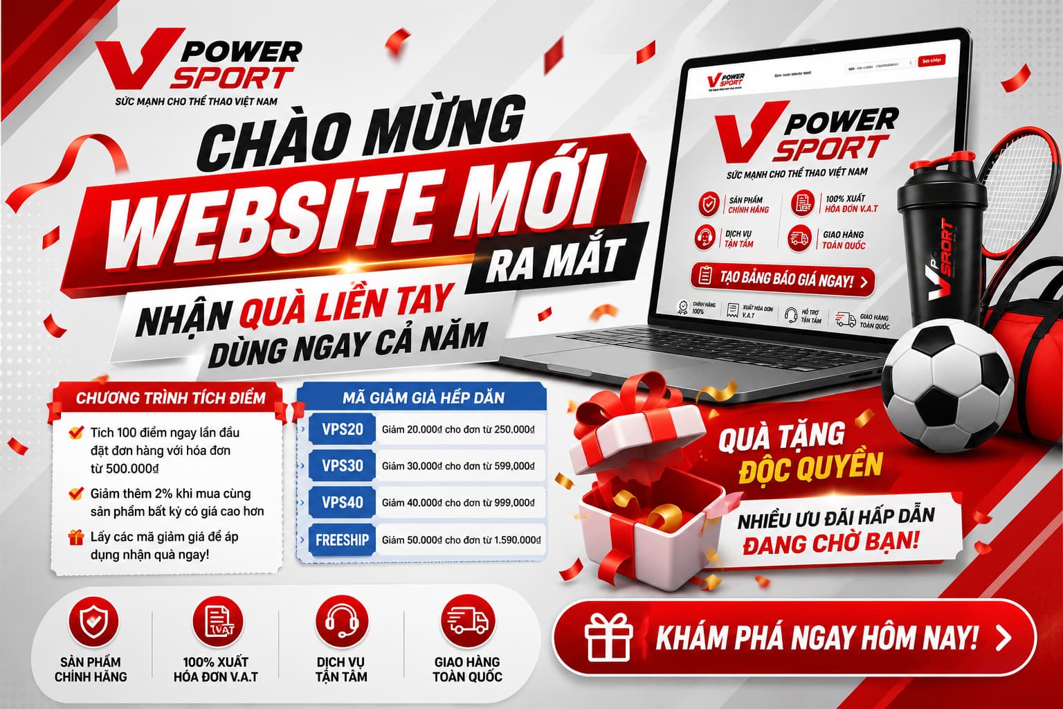 Chào Mừng Website Mới Ra Mắt - Nhận Quà Liền Tay Dùng Ngay Cả Năm