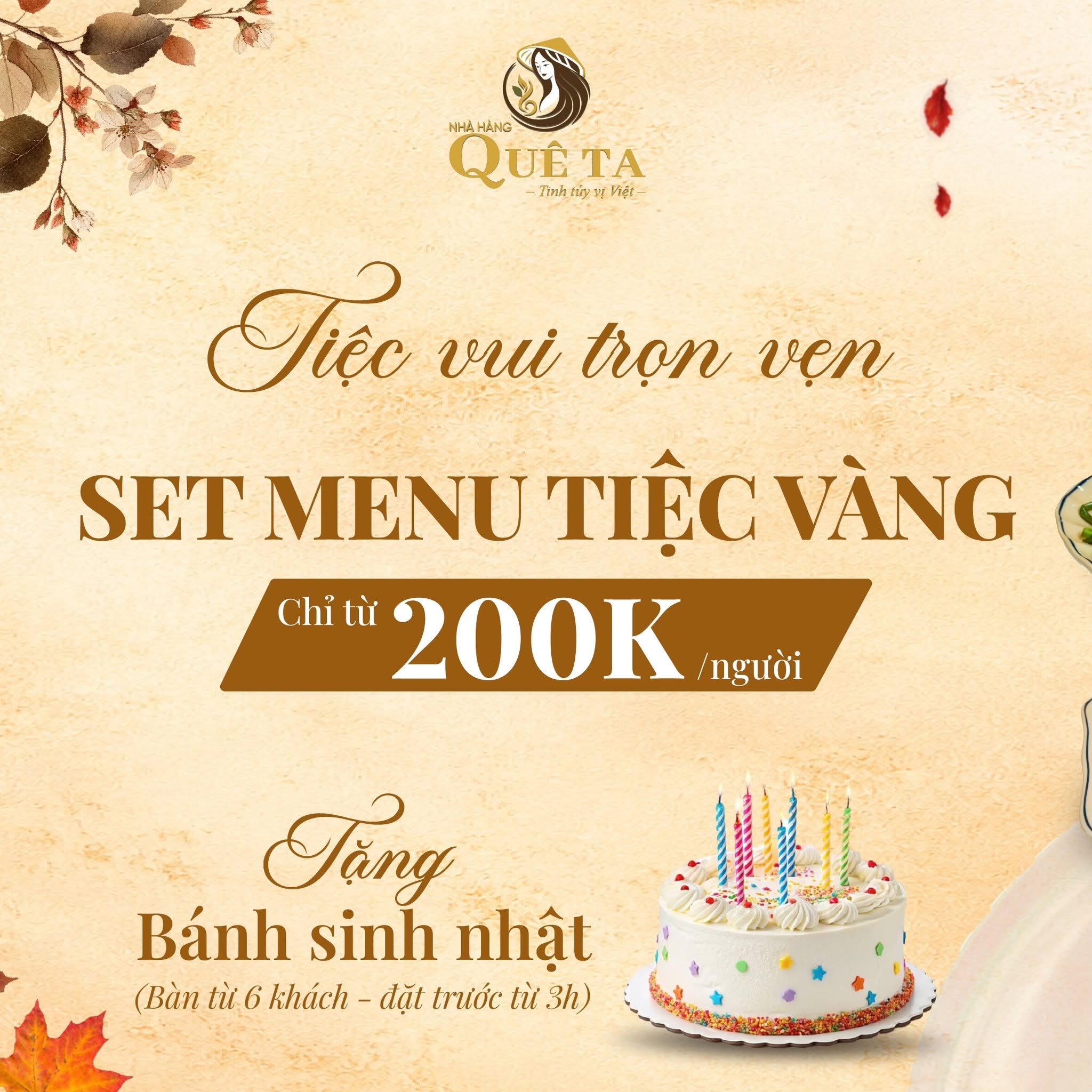 TIỆC VUI TRỌN VẸN TẠI QUÊ TA – SET TIỆC CHỈ TỪ 200.000Đ/NGƯỜI