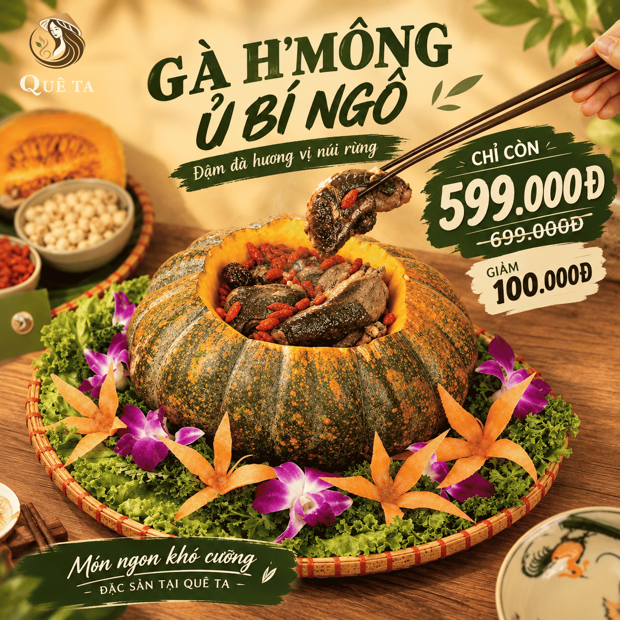 GÀ TIỀM BÍ NGÔ TẠI NHÀ HÀNG QUÊ TA – ƯU ĐÃI CHỈ 599.000Đ