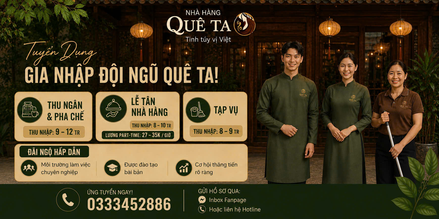 NHÀ HÀNG QUÊ TA VINHOMES SMART CITY – TÂY MỖ, HÀ NỘI TUYỂN DỤNG