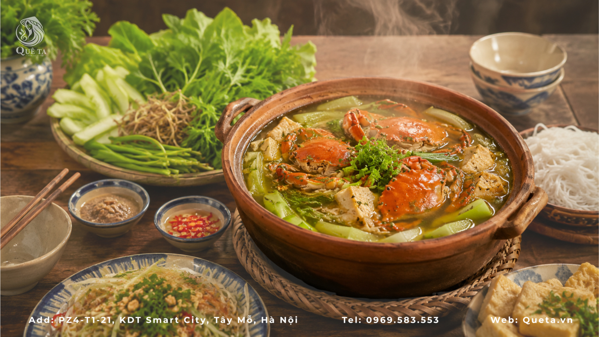 Lẩu cua đồng bầu đất nhà hàng quê ta